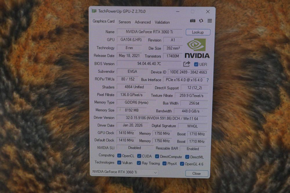 RTX 3060 Ti 8GB EVGA XC Nvidia GPU видеокарта / вкл. ДДС