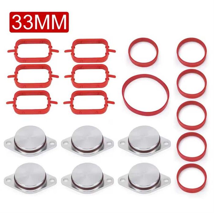 BMW 6 dopuri aluminiu dop 33mm anulare clapete admisie motor M57 M57D + 13 garnituri