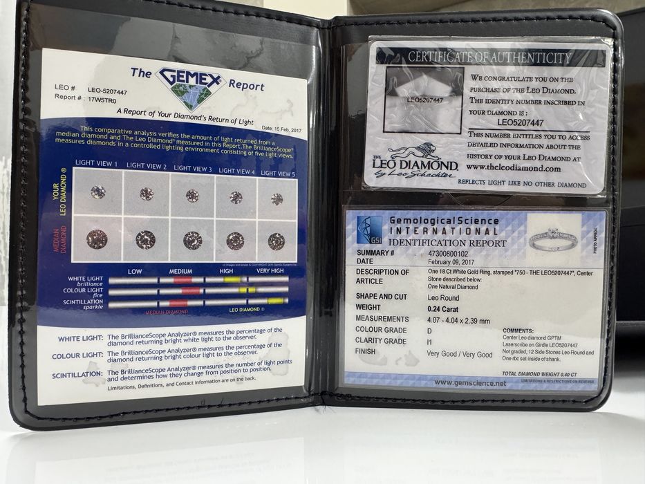 Inel de logodnă Leo Diamond – Aur alb 18K, diamant natural 0.24ct