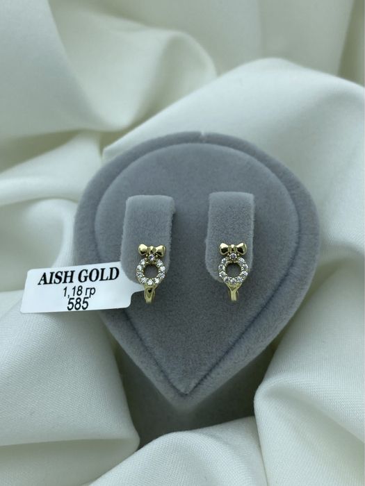 Детские серьги 585 золото, қизлар учун зираклар 585 тилла