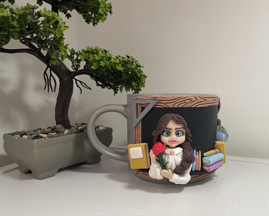 Чаши декорирани с полимерна глина