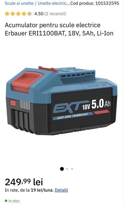 MDM vinde: Fierastrau pendular Erbauer ERI1087JSW+Acumulator 5.0Ah.