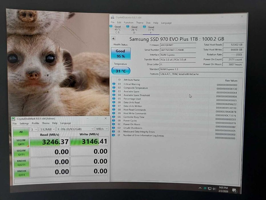 1TB M.2 NVMe - Crucial P3, Samsung