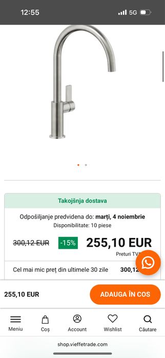 Vand baterie de bucatarie Nobili