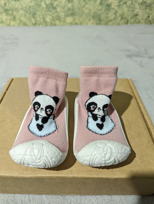 Чорапи за прохождане розови с панда | 22 номер