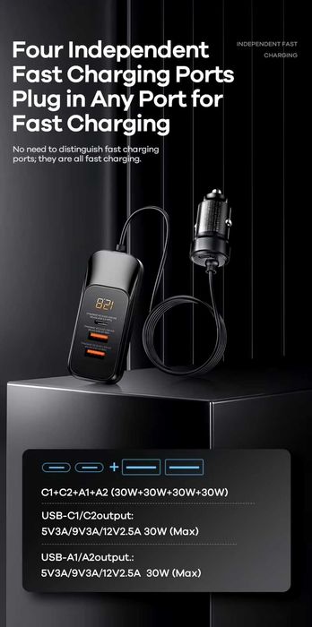 Remax RCC355 Car Fast Charger PD120W Quick Charger QC3.0 for iPhone 16