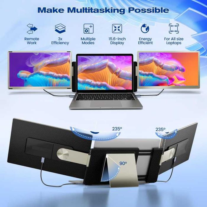 Extensie ecran laptop Teamgee S6 2x15,6" ips Mac Windows Domyfan Kefeya monitor portabil