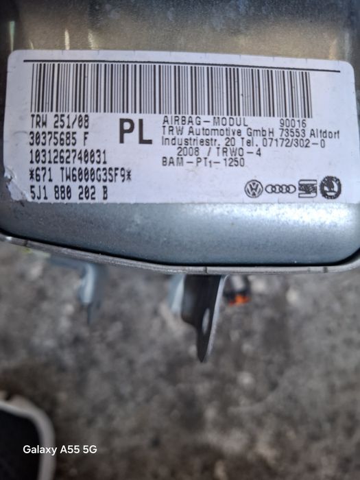AIRBAG - 3U0880201AB3X1 Skoda  -5J1 880 202 B
