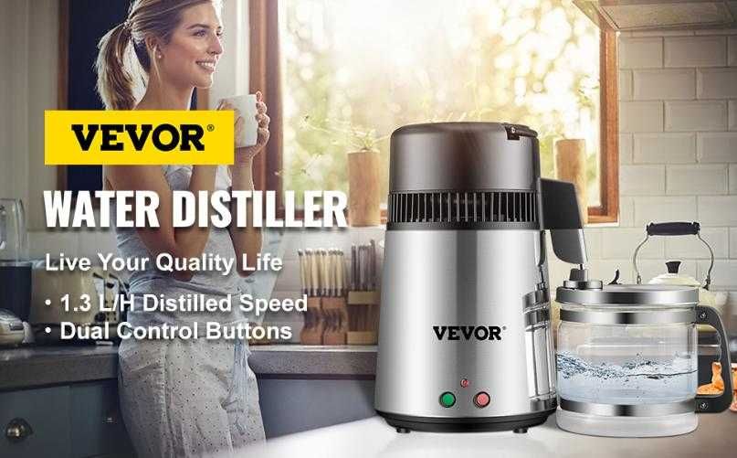 VEVOR™ 4л ИНОКС Дестилатор за Вода Дестилация на Вода Дестилирана Вода