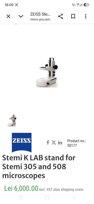 Braţ fix Stand Stemi K EDU pentru microscoape Stemi 305 si 508