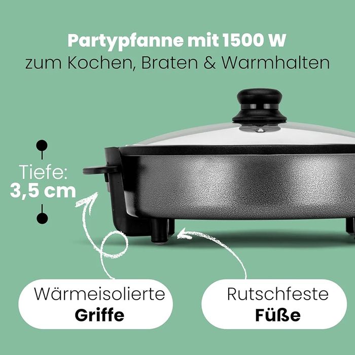 Нов електрически тиган Clatronic PP 3401, Диаметър 32x3,5 см, Черен
