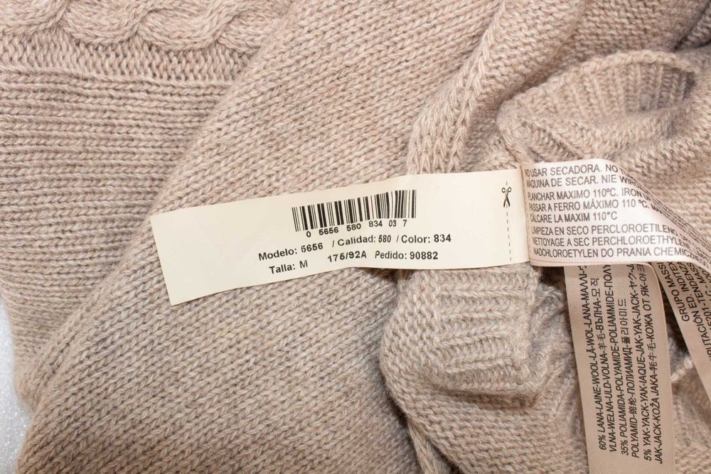 Massimo Dutti oригинален дамски пуловер вълна/як плетено пончо М