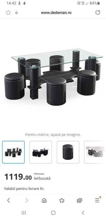 Masuta din sticla cu 6 scaune