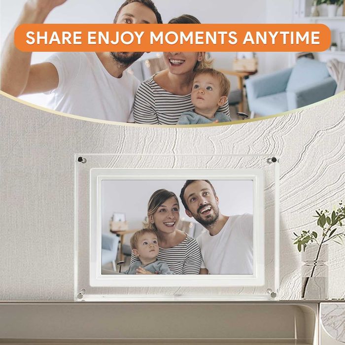 Стильная цифровая фоторамка 10 дюймов с корпусом из прозрачного акрила