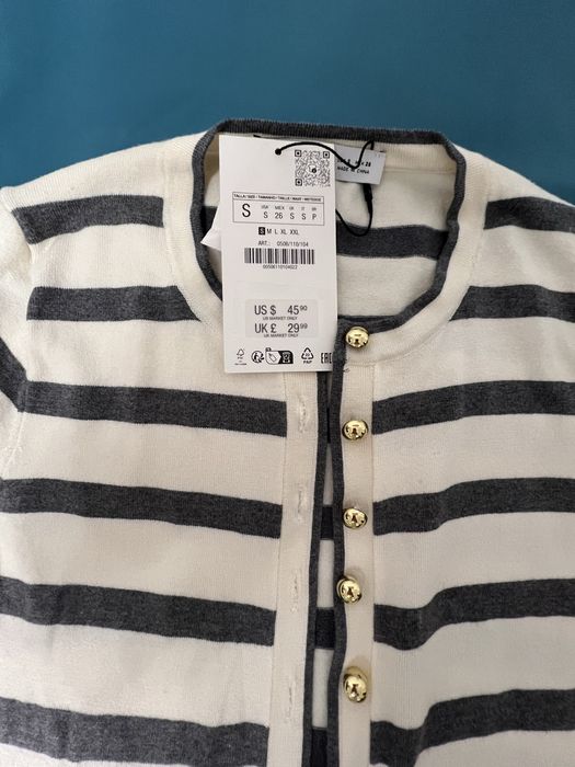 Cardigan nou, model cu dungi, Zara , S