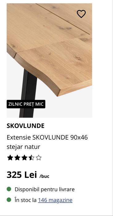 Masa Jysk Skovlunde cu extensie