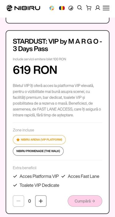 4 x Nibiru Stardust 14-16 august Abon VIP 3 zile
