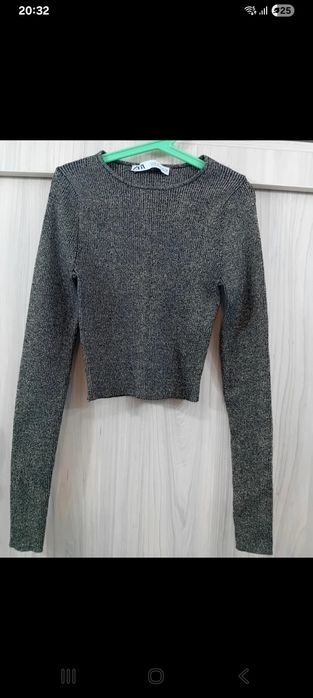 Bluza Zara scurta/top tricot cu maneca lunga