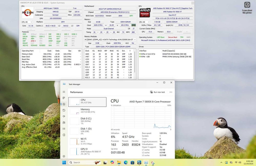 PC Gaming Ryzen 7 5800X RX 9060 XT