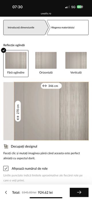 Tapet Premium UWALS riflaj lemn 3.46 x 2.70