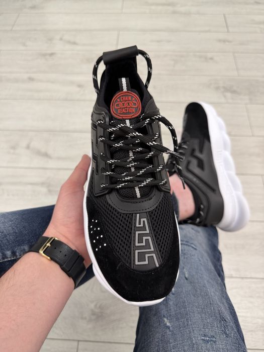 Adidasi Barbati Versace Chain Reaction Negru/Alb!