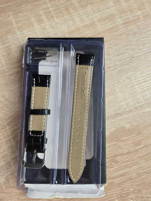 Curea ceas din piele naturală, latime 18 mm, negru