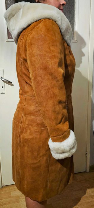 Зимен кожух от естествен велур и вълна