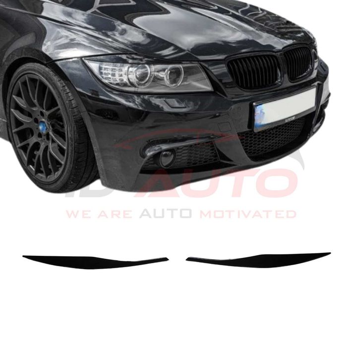 Вежди за фарове - BMW E90/ E91 (2008-2011) фейс - черен гланц