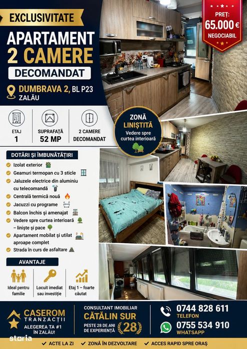 Exclusivitate – Apartament 2 Camere Decomandat – Dumbrava 2 – Etaj 1