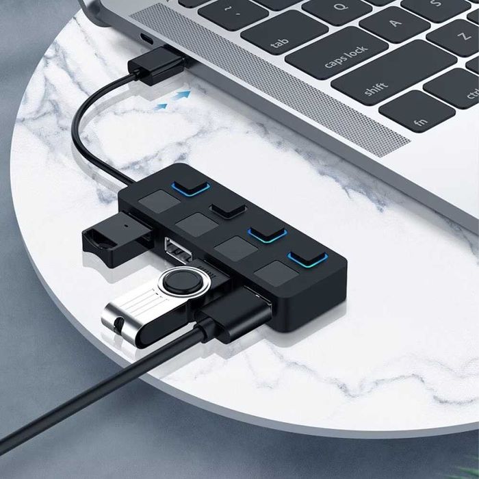 USB разклонител хъб, 4 порта USB 2.0, LED индикатори, 480MBp/s