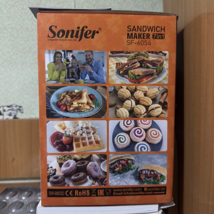 Sonifer SF-6054 7-в-1 | Сэндвичница / Тостер / Вафельница