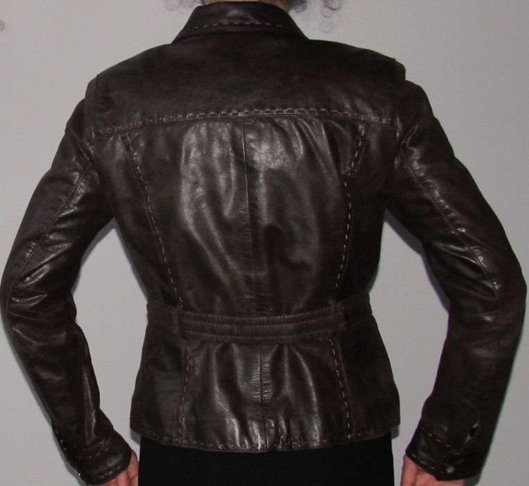 Geaca jacheta dama piele culoare maro marime S/M marca Laura di Sarpi