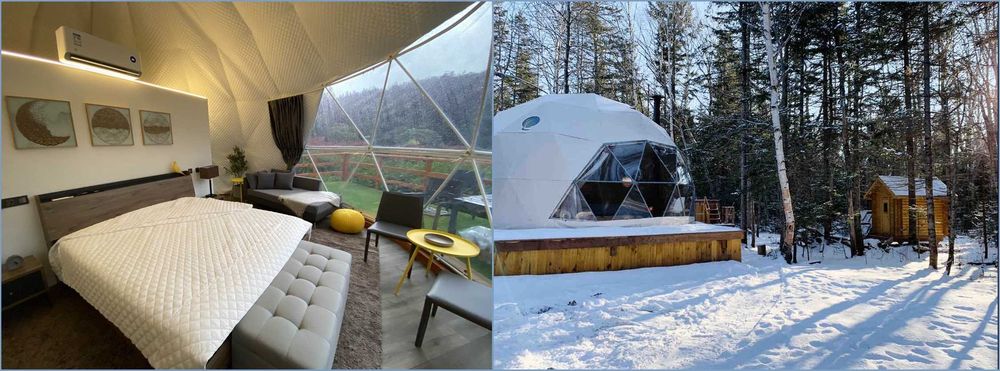 Dom geodezic glamping premium,full, 20 mp, izolatie, termopan, oferta!