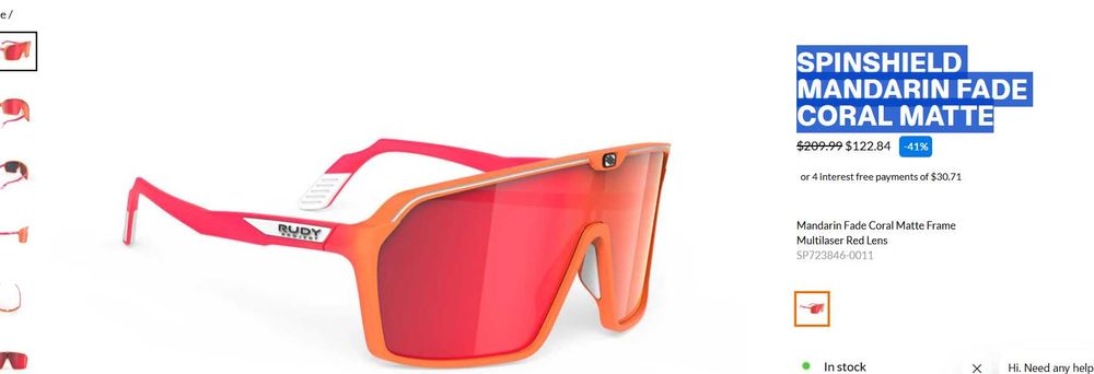 Очила Rudy Project Spinshield Mandarin Fade Coral Matte