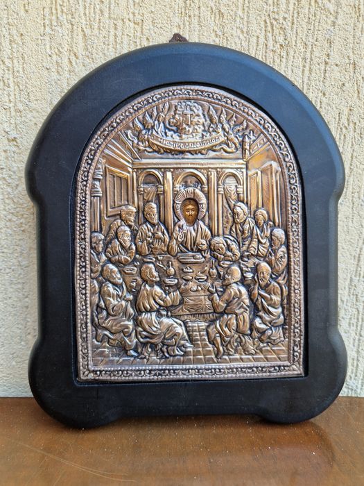 Прекрасна сребърна икона Тайната вечеря със сертификат