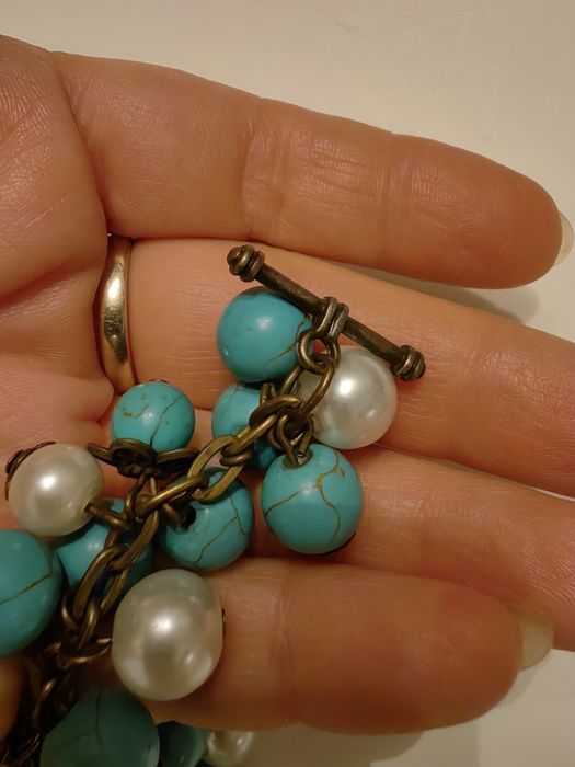 Браслет, бирюза, жемчуг.