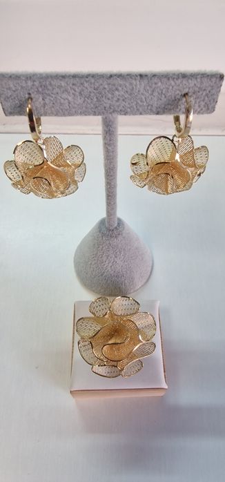 Inel si cercei, set aur 14k