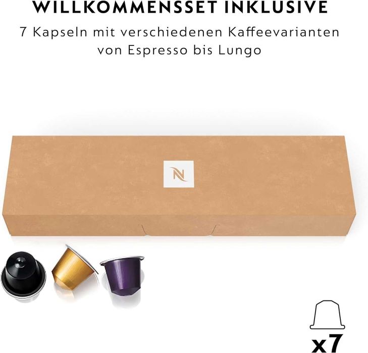 Кафемашина с капсули Krups Nespresso XN1001 Inissia, бяла с подарък 7 капсули