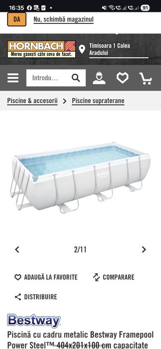 Piscina supraterana 400x200 cm, stare buna, cu pompa si filtru