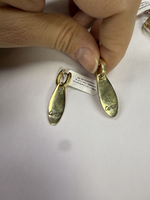 Золотые Серьги Cartier висюлка