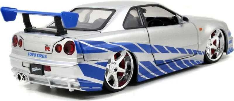 Macheta Auto Scara 1:24 Nissan Skyline GT-R gri/albastru Fast&Furious - 1/24 Jada