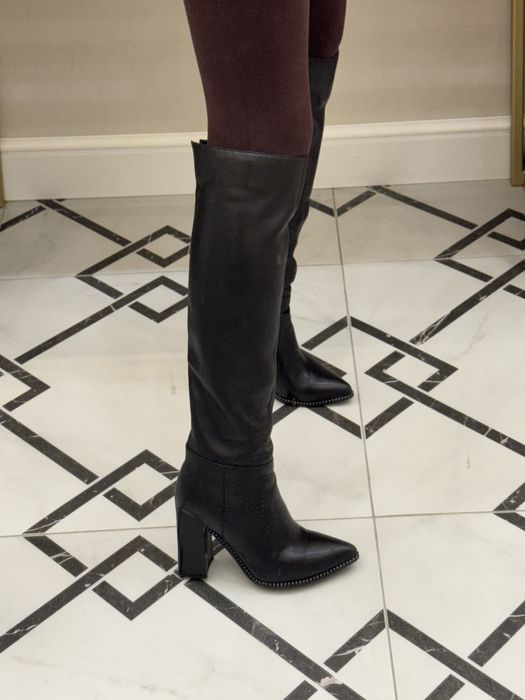 Зимние кожаные сапоги