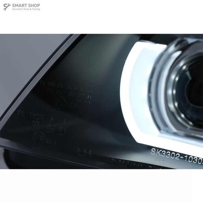 Faruri Xenon 3D Angel Eyes LED DRL BMW Seria 3 E90 E91 (2008-2011) Neg