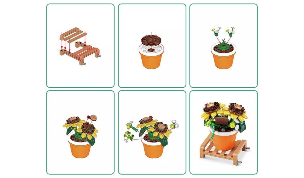 Конструктор Zuru MAX Garden цвете в саксия Комплект от 4бр лего