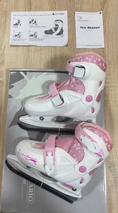 Patine de gheață reglabile Ontario pentru copii mărime 32-35 Alb/Roz