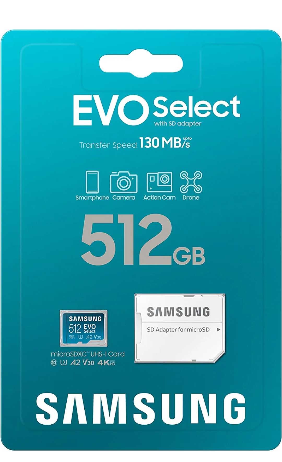 Карта памяти SAMSUNG EVO Select Micro SD, Adapter, 256, 512. США: 400 ...