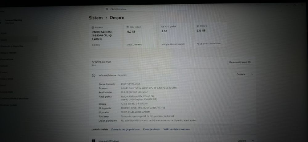 Lenovo IdeaPad L340 Gaming – i5-9300H, 16GB RAM, SSD 1TB, GTX 1050 3GB, baterie nouă