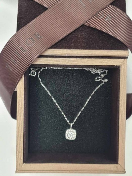 Lant si pandantiv din aur alb 18k, cu diamante naturale, PAU302