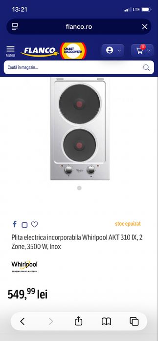 Plita electrica Whirlpool inox incorporabila