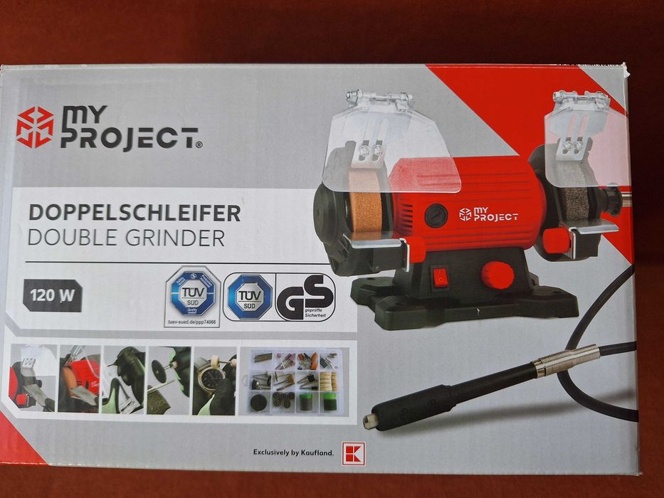 Polizor dublu pentru banc cu freza prelungitor flexibil si accesorii